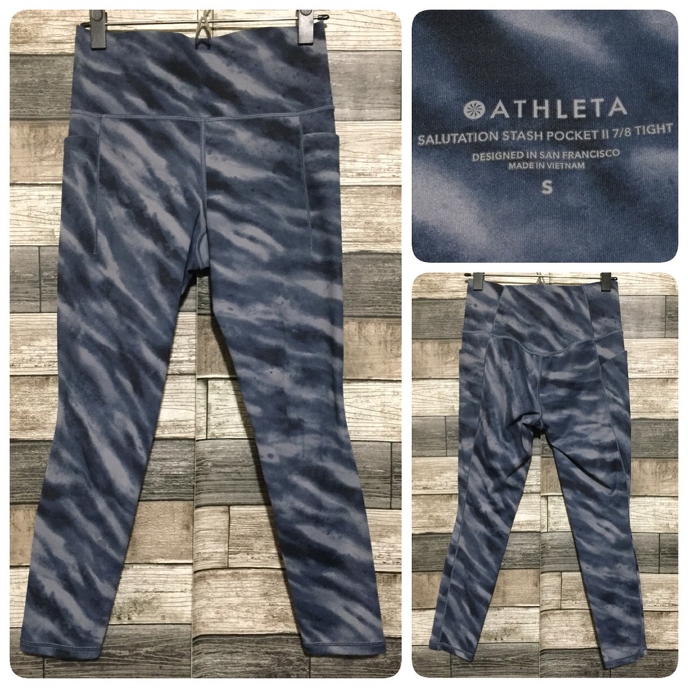 Athleta Salutation Stash Pocket II 7/8 Tight Women’s S Blue Gray (Inseam 24)
